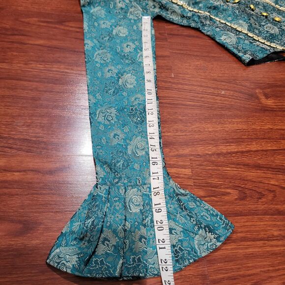 Duchess Judith The Pirate Dressing Green Gold Brocade Jacket Ren Faire Small NWT - Picture 12 of 15